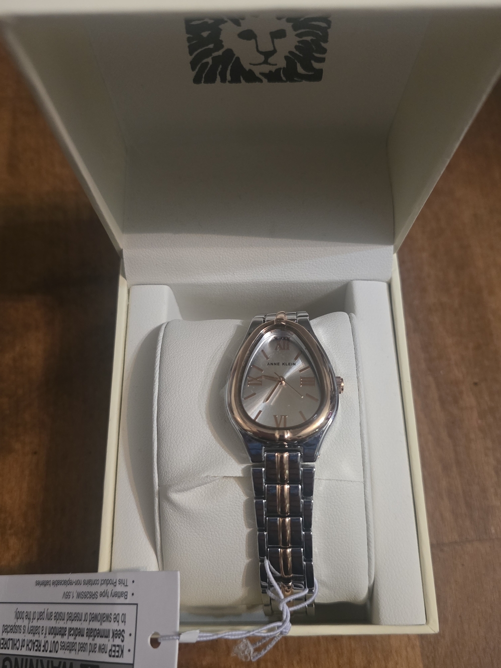 Anne Klein Women's Two-Tone Rose Gold and Silver Teardrop Watch
